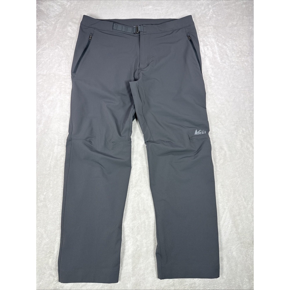 REI Co-op Pants Mens 38X30 Gray Activator Softshell Hiking Stretch Semi Fitted